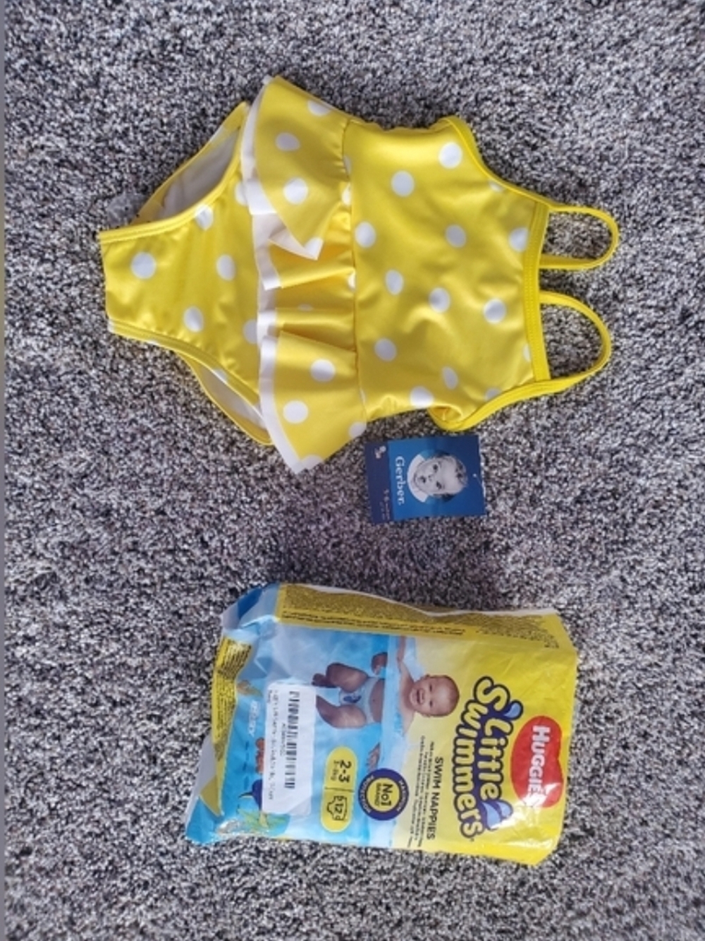 3-6m Gerber Yellow Polkadot Swimsuit